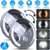 2Pcs 7In 40W Round LED Headlights 3800LM Halo Car Headlamp with DRL Turn Light High Low Beam Fit for Honda Yamaha Motorcycle Jeep Wrangler TJ JK CJ