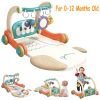 3 in 1 Baby Gym Playmat with Learning Walker Baby Playmat with Piano Keyboard Game Panel 5 Fun Rattle Toys for 0-12 Months Old Musical Activity Center