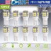 10Pcs 12V T10 LED Light Bulb Wedge Base Interior Dome Map LED Lights License Plate Trunk Side Positioning Lights 6000K White