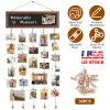 Wooden Hanging Picture Frame Photo Display String Ropes with 30 Clips Writable Blackboard Wall Decoration Postcard Artwork Picture Organizer