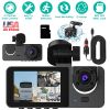 3 Channel Dash Cam Front Inside Rear Vehicle Driving Recorder Car DVR with 32G MMC Card G Sensor Motion Detection Parking Monitor Loop Recording