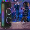 Portable Wireless Party Speaker Colorful Lights DJ PA System with TWS Function FM Radio USB MMC Card Reading Aux In Guitar Input Recording Function Mi