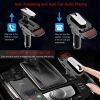Car FM Transmitter w/ Wireless Earpiece 2 USB Charge Ports Hands-free Call MP3 Player TF Card Aux-in