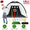 10x7FT Golf Practice Net Golf Training Aids Driving Hitting Nets with Tri-Turf Golf Mat Target Cloth 10 Golf Balls 7 Golf Tees 2 Rubber Golf Tee Holde