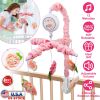 Musical Crib Mobile for Girls Baby Musical Crib Bed Bell Nursery Mobile with 12 Melodies 5 Flower Rattles 3 Modes Volume Adjustment Newborn Gift