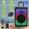 Portable Wireless Party Speaker Party Speaker with with 5 Colorful Lighting Modes TWS FM USB MMC Slot Aux In Recording Mic Priority Trolley Handle 2 W