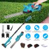 Pole Mini Hedge Trimmer & Grass Shear Electric Cordless Handheld Hedge Trimmer with 90° Rotatable Head Telescopic Extension Pole Gloves Goggles 2Pcs 2