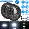 2Pcs 7In 75W Round LED Headlight 3800LM Halo Car Headlamp with DRL High Low Beam for Jeep Wrangler TJ JK CJ with H4 to H13 Adapters Plug and Play