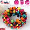 Multi-Color Wooden Beaded Stretchy Bracelet Colorful Exotic Style Elastic Bracelets For Women Girls Children