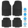 4Pcs Automotive Floor Mats Front and Rear PVC Rubber Floor Mats Heavy Duty Drive Vehicle Car Mats with Trimmable Design Fit Most Cars SUVs Trucks