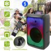 Portable Wireless Party Speaker Party Speaker with with 5 Colorful Lighting Modes TWS FM USB MMC Slot Aux In Recording Mic Priority Trolley Handle 2 W