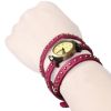 Fashionable Rivet Leather Belt Retro Watch Hand Chain-pink