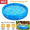 51x13” Inflatable Swimming Pool Blow Up Family Pool For 3 Kids Foldable Swim Ball Pool Center w/ 4 Valves Bottom Water Drain Plug For Indoor Backyard