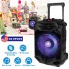 Wireless Party Speaker 12in Woofer Bass Party Speaker w/ Cordless Microphone FM Radio USB Reading MMC Car Slot Aux-In Flashing LED Colorful Lights