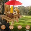 Squirrel Feeder Wooden Squirrel Picnic Table with Umbrella Two Thick Benches for Outside