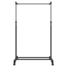 15kg/33lbs Garment Racks 3.12ft-4.80ft Height Adjustable Clothes Stand Foldable Clothes Hanger w/ Wheels Storage Shelf For Dormitory Home