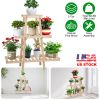 Wooden Plant Stand 3-Tier Potted Flower Shelf Multi-tier Flower Pot Rack Holder Triangle Ladder Plant Vase Display Rack 82lbs Max Load for Indoor Pati