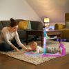 2 In 1 Baby Gym Play Mat Tummy Time Mat Musical Activity Center with 5 Rattle Toys 422 Melodies for 0-12 Months Old Space Dinosaur Unicorn