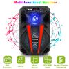 8” Wireless Party Speaker Subwoofer Bass Portable TWS Party Speaker w/ Microphone Support FM Radio Remote Control MMC Car Slot LED Colorful Lights
