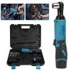3/8” Cordless Electric Ratchet Wrench Set Right Angle Wrench with 2Pcs 1200mAh Batteries and Charger 7 Sockets 400RPM
