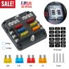 6-Way Fuse Box Holder w/ LED Indicator 6 Circuit Blade Fuse Block Sticker Label For 12-32V Automotive Boat Car SUV Marine