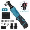 3/8” Cordless Electric Ratchet Wrench Set Right Angle Wrench with 2Pcs 1200mAh Batteries and Charger 7 Sockets 400RPM