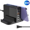 USB Fast Charger 65W 6-Port Fast Charging Station Type-C Wall Charger PD Adapter with 2 Type-C Ports 4 USB-A Ports Fit for IOS Phone 13/ iPad/ Galaxy/