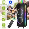 Portable Wireless Party Speaker Colorful Lights DJ PA System with TWS Function FM Radio USB MMC Card Reading Aux In Guitar Input Recording Function Mi