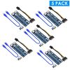 5Sets PCI-E PCI Express Risers GPU Mining Powered 1X to 16X Riser Adapter Card w/ 23.62in USB 3.0 Cable MOLEX To SATA Power Cable 4 Solid Capacitors V