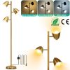 Black Tree Standing Floor Lamp Metal 3 Color Temperature Reading LED Bulb Light 360 Degree Adjustable Individual Separate Switch Living Room Bedroom O