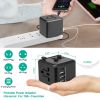 Universal Travel Power Adapter All in One AC Power Plug Adapter International Wall Charger with 4 Charging Ports for Phones Tablets Cameras US UK EU A