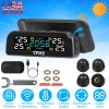 Wireless Solar Car Tire Pressure Monitoring System Auto Tire Pressure Monitor with External Sensors Temperature Alarm for Car SUV Sedan RV