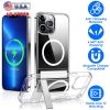 Magnetic Metal Kickstand Clear Case Shockproof Anti Yellowing Phone Cover Compatible with Magsafe Fit for IOS Phone 13 Pro