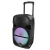 KOCASO Wireless Speaker Portable PA Karaoke System with 15" Subwoofer FM Radio Wired Microphone w/ DJ Lights Remote Control