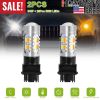2 Pcs T25 3157 800LM Turn Signal Parking DRL LED Light Bulbs with LED Load Resistors Light Decoder Kit