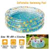59x21in Inflatable Swimming Pool Blow Up Family Pool For 3 Kids Foldable Swim Ball Pool Center w/ 3 Velvets Water Drain Plug For Indoor Backyard Beach