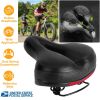 Bike Seat Water-Resistant Comfortable Bicycle Padded Saddle Wear Resistant Hollow Leather  
Seat Cushion w/ Dual Springs Reflective Strip for Mountai