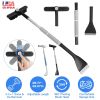 2 In 1 Ice Scraper Extendable Car Snow Brush Telescopic Snow Removal Tool Automobile Snow Shovel Frost Removal with 360° Pivoting Brush Head Sponge Gr