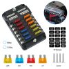 6-Way Fuse Box Holder w/ LED Indicator 6 Circuit Blade Fuse Block Sticker Label For 12-32V Automotive Boat Car SUV Marine