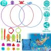 24Pcs Diving Toys Swimming Pool Toys Swim Toys for Kids Aged 3+ Years Old Swim Thru Rings Torpedoes Gems Volleyball Storage Bag