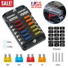 6-Way Fuse Box Holder w/ LED Indicator 6 Circuit Blade Fuse Block Sticker Label For 12-32V Automotive Boat Car SUV Marine