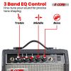 5 Core Guitar Amp 20W Amplifier for Electric Bass Acoustic Practice Amps Small Portable Mini Amplificador para Bajo with Built in Effects - GA 20 BLK