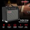 5 Core Guitar Amp 20W Amplifier for Electric Bass Acoustic Practice Amps Small Portable Mini Amplificador para Bajo with Built in Effects - GA 20 BLK