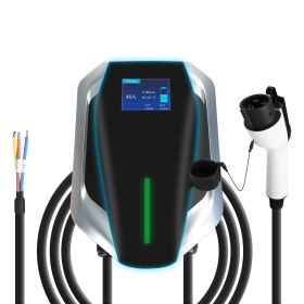 Level 2 Electric Vehicle Charger EV Wall Charger Car Charging Station with 2 Swipecards Digital Display Gun Locking for Home Garage