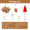 Squirrel Feeder Wooden Squirrel Picnic Table with Umbrella Two Thick Benches for Outside