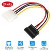 2 Packs 4 Pin Male To 15Pin Female Data Cable Adapter Converter Hard Drive Cable