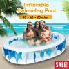 90×60×20” Inflatable Swimming Pool Blow Up Family Pool For Kids Foldable Swim Ball Pool Center w/ Velvet Bottom Water Drain Plug For Indoor Backyard B
