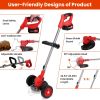 3 in 1 Electric Cordless Grass Wacker Battery Powered Grass Trimmer With Wheels Adjustable Head Extendable Length Rechargeable Lightweight Lawn Trimme