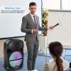 KOCASO Wireless Speaker Portable PA Karaoke System with 15" Subwoofer FM Radio Wired Microphone w/ DJ Lights Remote Control