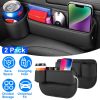 2 Pack Car Seat Gap Filler Organizer Car Leather Cup Holder Gap Bag Universal Car Seat Storage Black for Placing Keys Cards Phones Drinks Lipstick